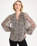 Chicos Georgette Printed Squares Blouse - BLACK Chicos Georgette Printed Squares Blouse - BLACK
