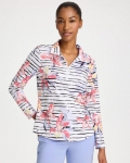 Chicos Zenergy® UPF Lily Print Half Zip - CALYPSO CORAL Chicos Zenergy® UPF Lily Print Half Zip - CALYPSO CORAL