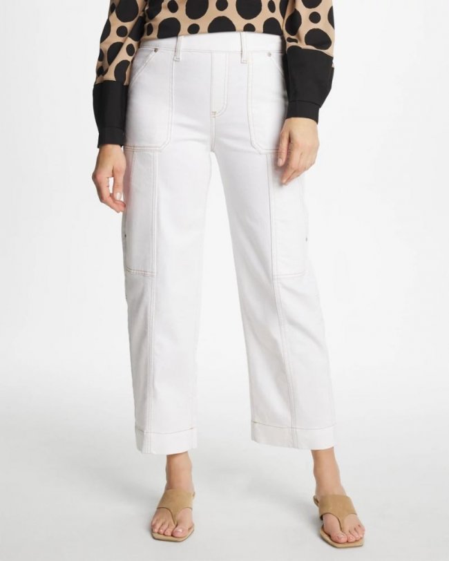 Chicos Utility Wide Pull-On Crop Jeans - ALABASTER