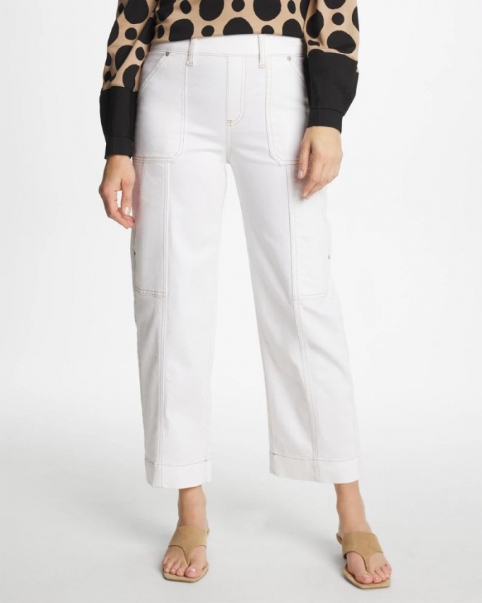 Chicos Utility Wide Pull-On Crop Jeans - ALABASTER