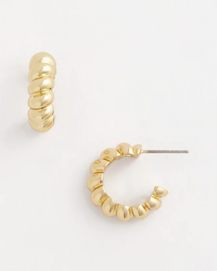 Chicos No Droop® Goldtone Twisted Hoop Earrings - GOLD