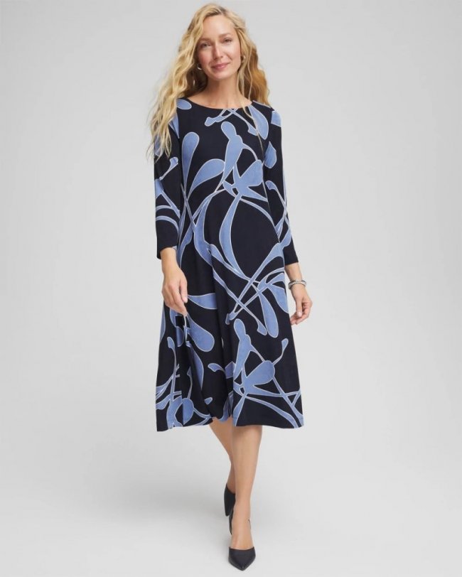 Chicos Travelers™ Abstract Midi Dress - TRAVELERS INDIA INK