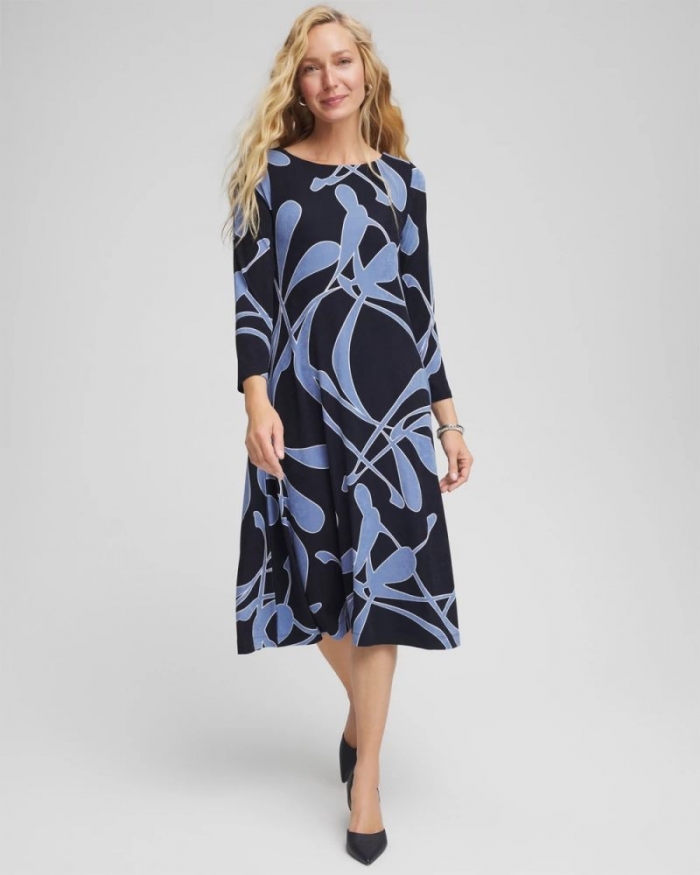 Chicos Travelers™ Abstract Midi Dress - TRAVELERS INDIA INK