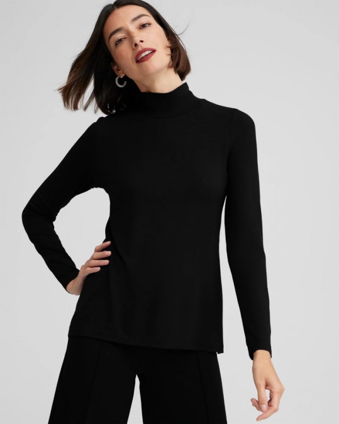 Chicos Touch of Cool™ Mockneck Layering Tee - BLACK