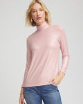 Chicos Touch of Cool™ Foil Mock Neck Layering Tee - BLUSHED Chicos Touch of Cool™ Foil Mock Neck Layering Tee - BLUSHED