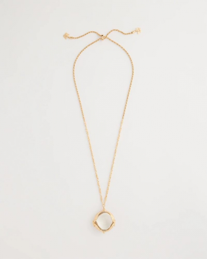 Chicos Butterfly Wing Monocle Necklace - GOLD