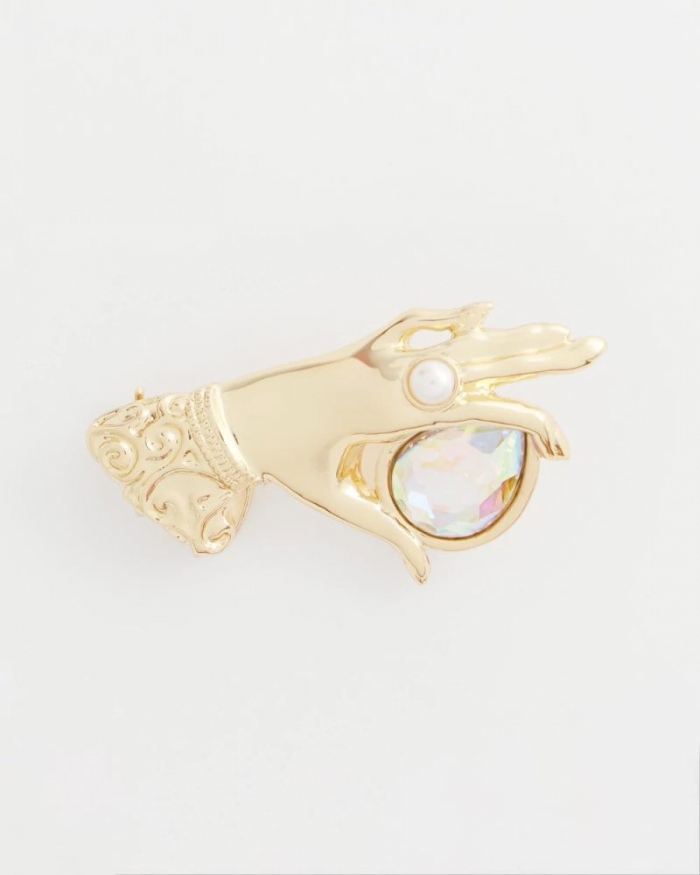Chicos Fortune Teller Gem Brooch - GOLD