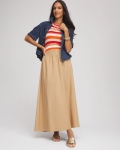 Chicos Smocked Pull-On Midi Skirt - CAFE AROMA