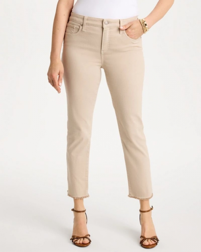 Chicos Girlfriend Slim Frayed Crop Jeans - SMOKEY TAUPE