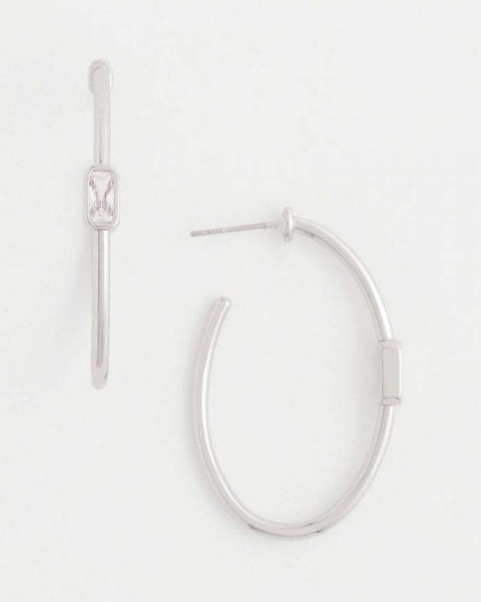 Chicos Silver Oval Hoop Earrings - SILVER