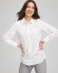 Chicos Jeweled Poplin Shirt - ALABASTER Chicos Jeweled Poplin Shirt - ALABASTER