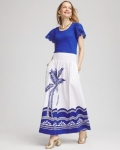Chicos Tropical Smocked Waist Pull-On Skirt - ALABASTER Chicos Tropical Smocked Waist Pull-On Skirt - ALABASTER