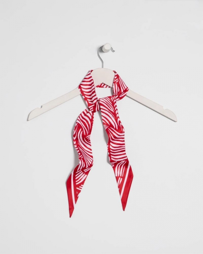 Chicos Printed Skinny Scarf - CHERRY LUSH
