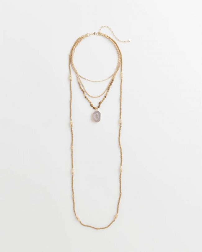 Chicos Convertible Agate Pendant Necklace - NEUTRAL