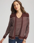 Chicos Ella Striped Long-Sleeve Cardigan - CACAO