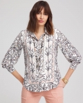 Chicos Faux Silk Floral Collared Shirt - FRENCH BLUSH Chicos Faux Silk Floral Collared Shirt - FRENCH BLUSH