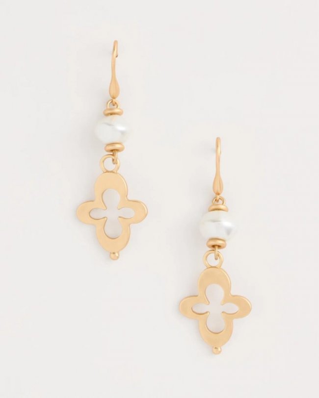 Chicos Linear Charm Drop Earrings - GOLD