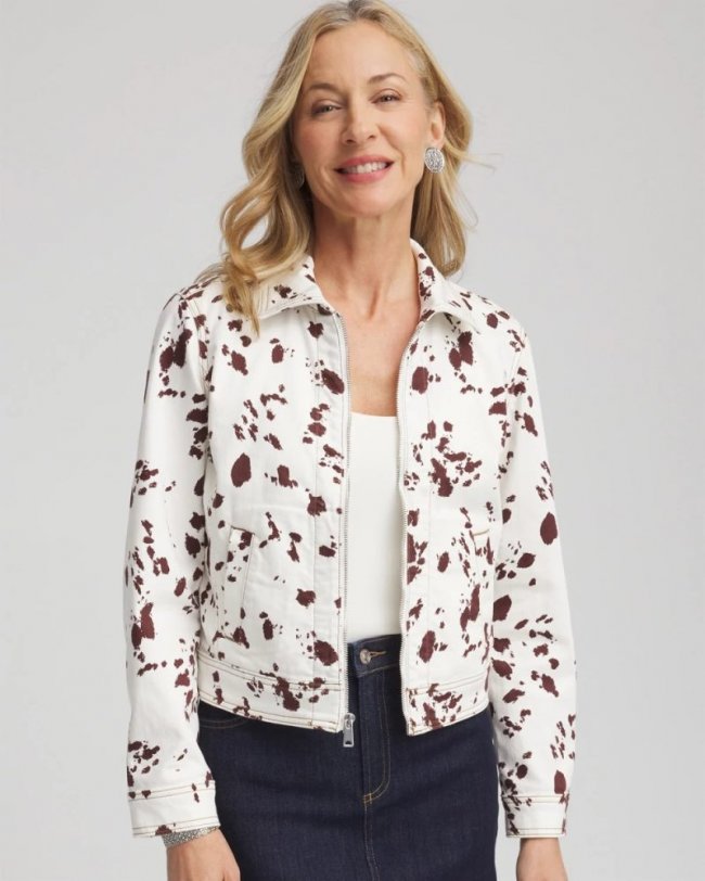 Chicos Pampas Pony Denim Jacket - ECRU
