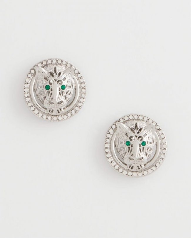 Chicos Green Eye Tiger Clip-On Earrings - GREEN