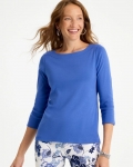 Chicos Pima 3/4 Sleeve Tee - AMPARO BLUE Chicos Pima 3/4 Sleeve Tee - AMPARO BLUE