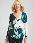Chicos Ella Glacier V-Neck Pullover - TEAL SHADOW Chicos Ella Glacier V-Neck Pullover - TEAL SHADOW