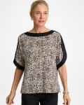 Chicos Printed Jersey & Satin Dolman Tee - CATTAIL BROWN Chicos Printed Jersey & Satin Dolman Tee - CATTAIL BROWN