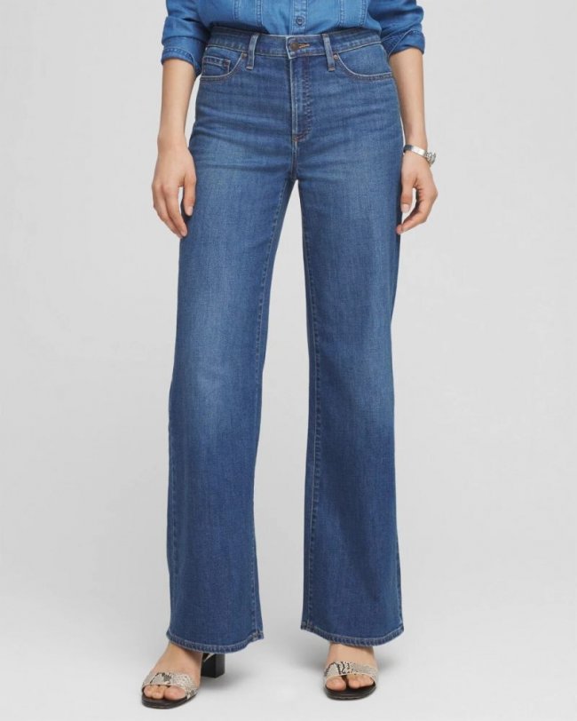 Chicos Petite High Rise Wide Leg Jeans - PIAZZA INDIGO