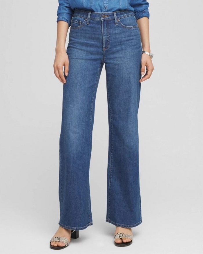 Chicos Petite High Rise Wide Leg Jeans - PIAZZA INDIGO