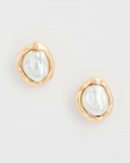 Chicos Pearlescent Golden Rimmed Stud Earrings - GOLD Chicos Pearlescent Golden Rimmed Stud Earrings - GOLD