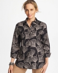 Chicos No Iron Stretch Ginkgo Glory Shirt - BLACK Chicos No Iron Stretch Ginkgo Glory Shirt - BLACK