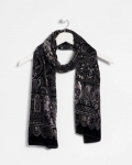 Chicos Velvet Burnout Oblong Scarf - BLACK