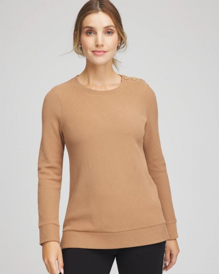Chicos Zenergy® Ottoman Ribbed Tunic - CARAMEL APPLE
