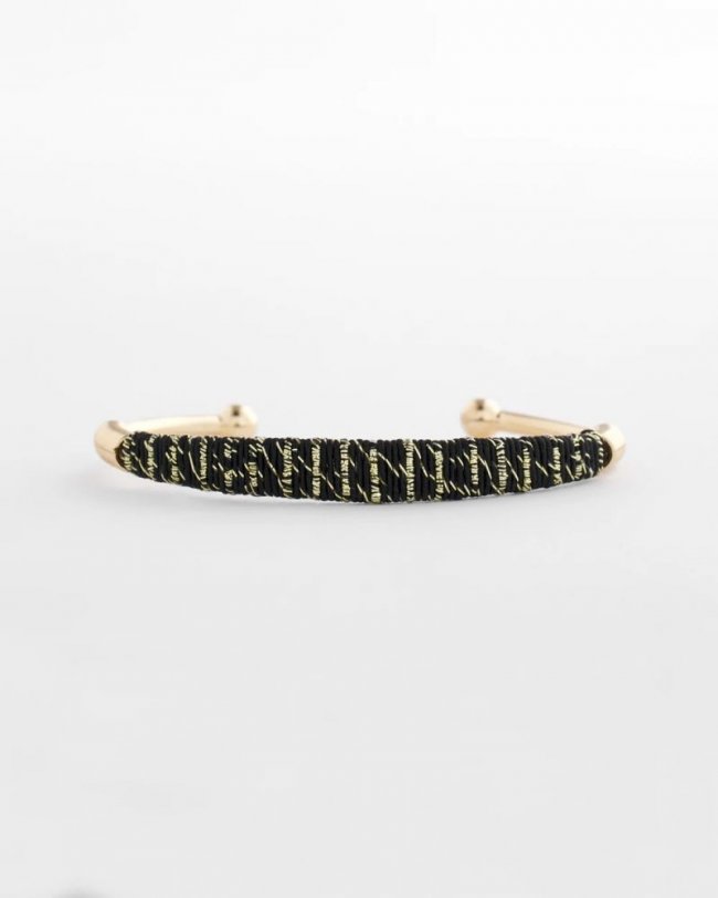 Chicos Thread Wrapped Cuff Bracelet - BLACK/GOLD Chicos Thread Wrapped Cuff Bracelet - BLACK/GOLD