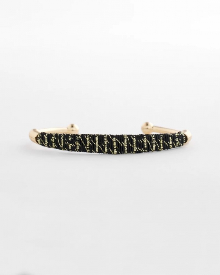 Chicos Thread Wrapped Cuff Bracelet - BLACK/GOLD