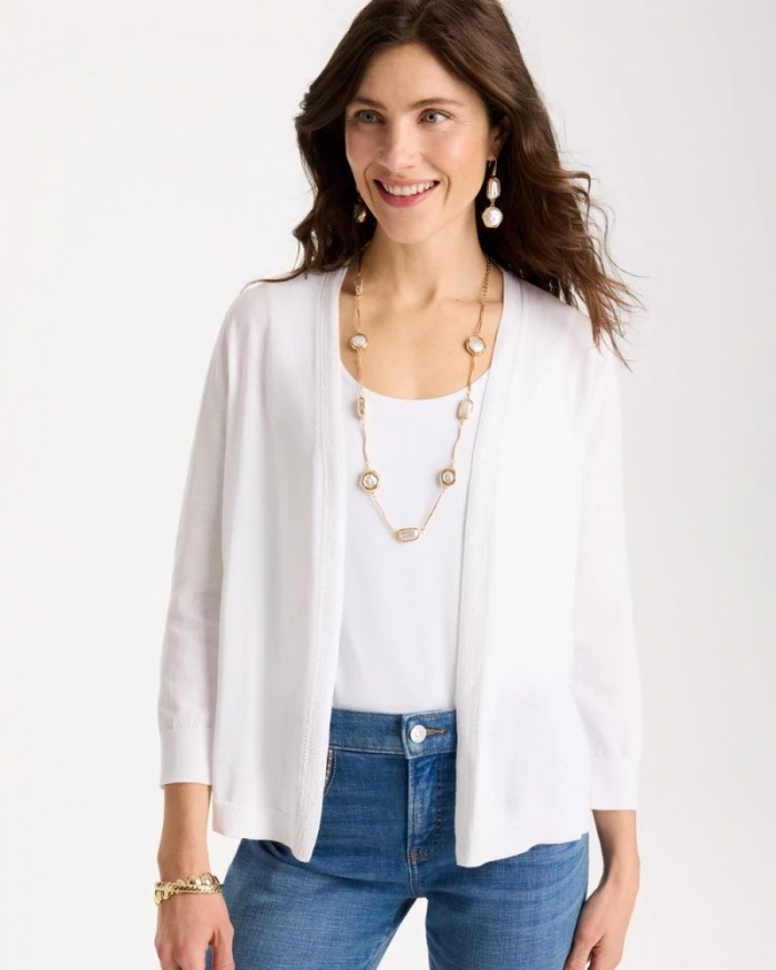 Chicos Summer Romance Cardigan - ALABASTER