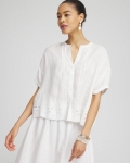 Chicos Pintuck Dolman Sleeve Linen Shirt - ALABASTER Chicos Pintuck Dolman Sleeve Linen Shirt - ALABASTER