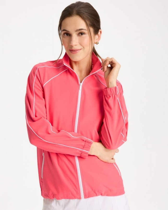 Chicos Zenergy® Ripstop Piping Jacket - CALYPSO CORAL