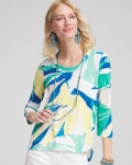 Chicos Ocean Print Slub Scoop-Neck Tee - ALABASTER Chicos Ocean Print Slub Scoop-Neck Tee - ALABASTER