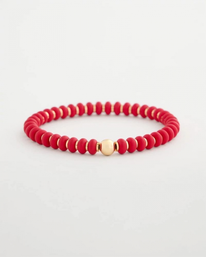 Chicos Red Beaded Stretch Bracelet - RED