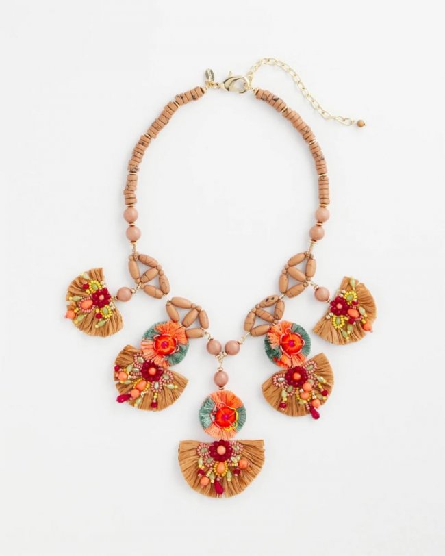 Chicos Tropical Floral Bib Necklace - MULTI