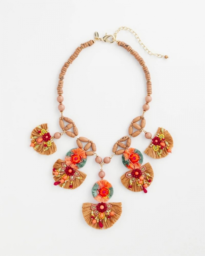 Chicos Tropical Floral Bib Necklace - MULTI