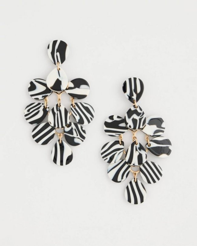Chicos Chic Chandelier Earrings - BLACK/WHITE