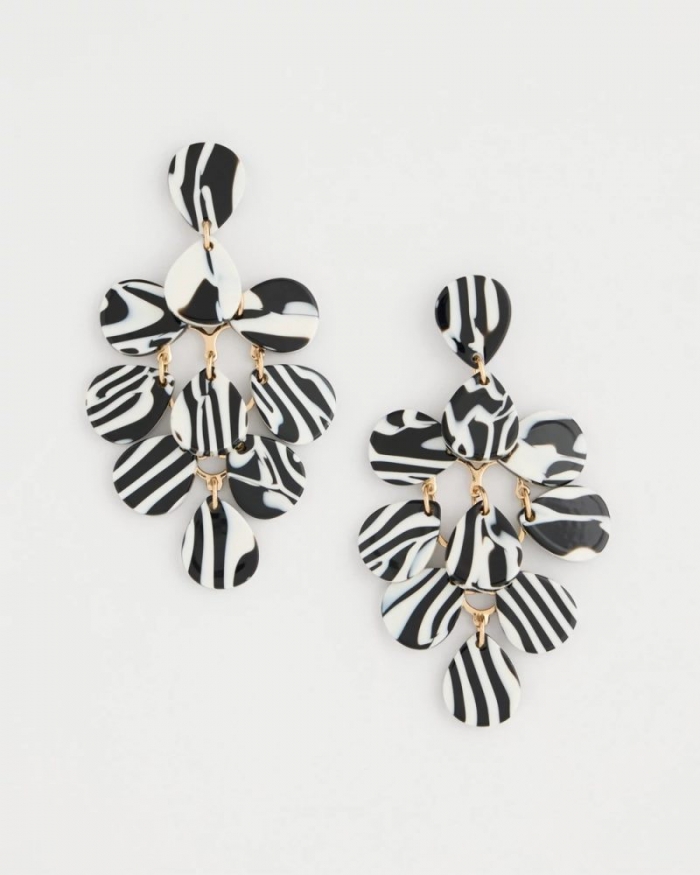 Chicos Chic Chandelier Earrings - BLACK/WHITE