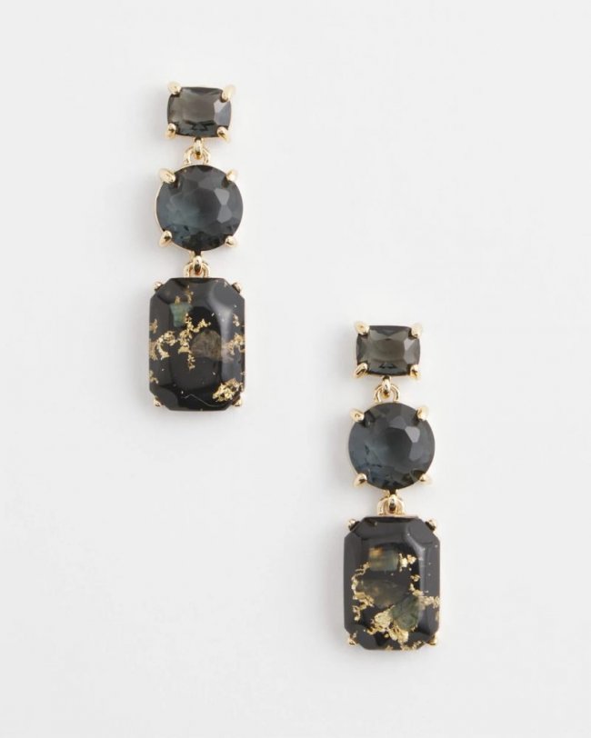 Chicos Emerald Cut Drop Earrings - GREEN
