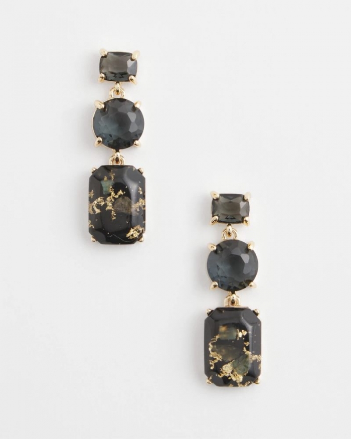 Chicos Emerald Cut Drop Earrings - GREEN