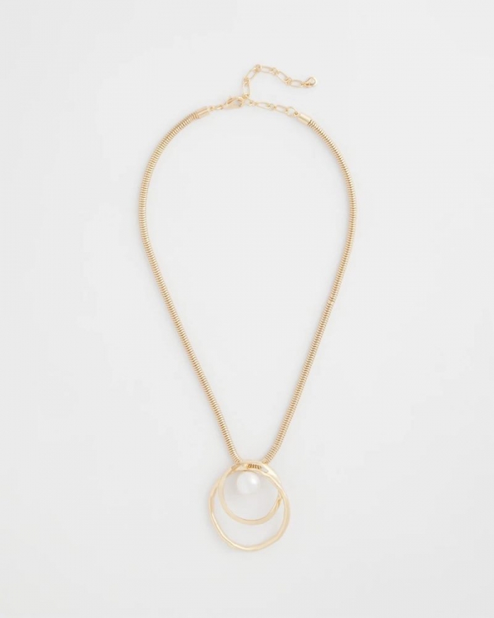 Chicos Pearl and Gold Pendant - PEARL