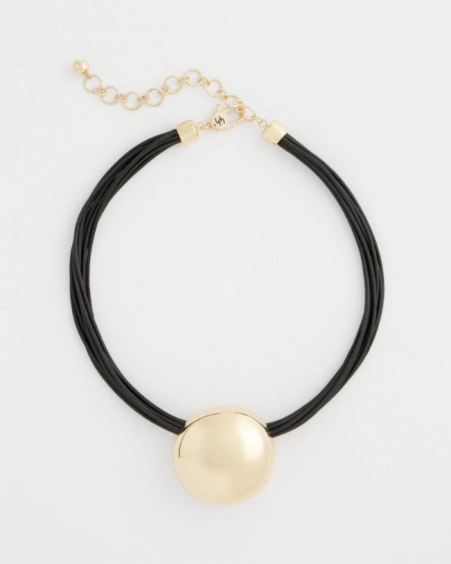 Chicos Gold Pendant Cord Necklace - GOLD