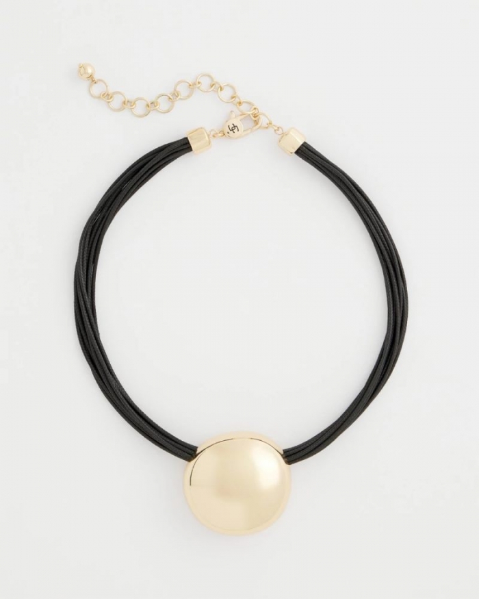 Chicos Gold Pendant Cord Necklace - GOLD