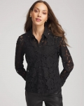 Chicos Classic-Fit Collared Lace Shirt - BLACK Chicos Classic-Fit Collared Lace Shirt - BLACK