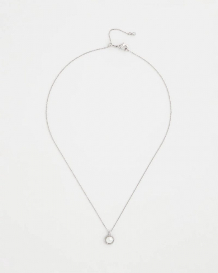 Chicos Silver Pearl Single Strand Necklace - SILVER